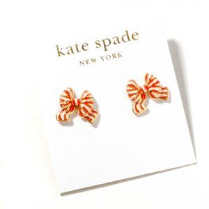 kate spade red strip bow tie knot ribbon mini earring cute one of a kind